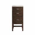 James Martin Vanities Addison 15in Base Cabinet, Mid-Century Acacia w/ 3 CM Eternal Jasmine Pearl Quartz Top E444-BC15-MCA-3EJP